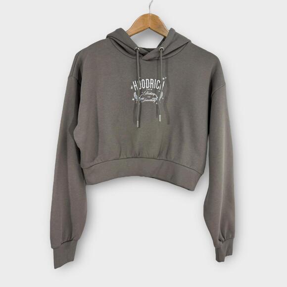 Hoodrich Tops - Hoodrich Women’s Size Small Gray Brown Shadow Crop BH Hoodie Sweatshirt New